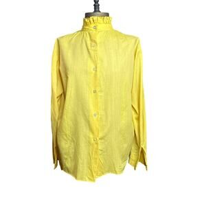 Vintage 70s Jane Hunter Yellow Turtleneck Ruffled Blouse Secretary Geek Twee